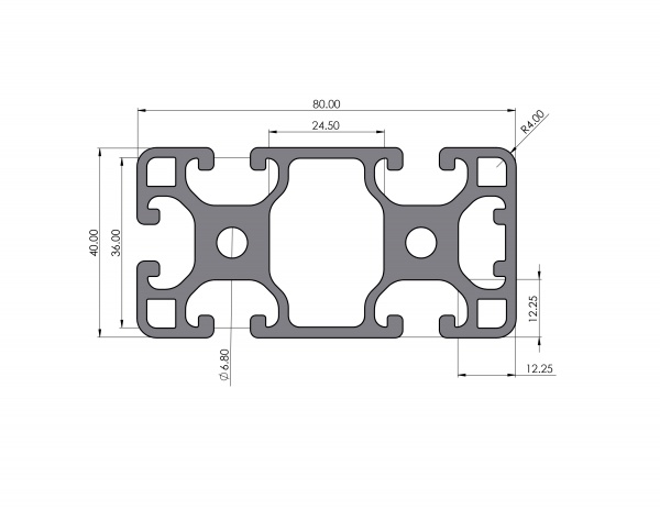 Aluminiumprofil 80x40 leicht Nut 8 1N I-Typ